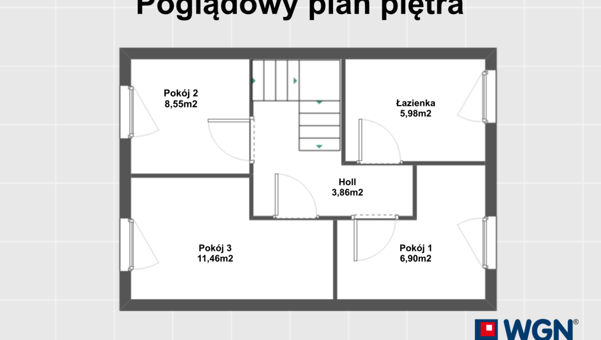 Poglądowy plan piętra, D ul. Leśna Czołowo