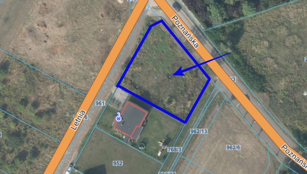 działka kiekrz zaryz z mapy