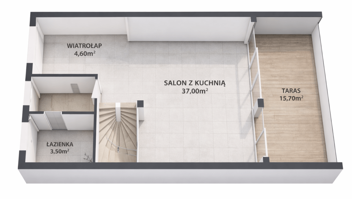 Plan parteru z oznaczeniem pomieszczeń