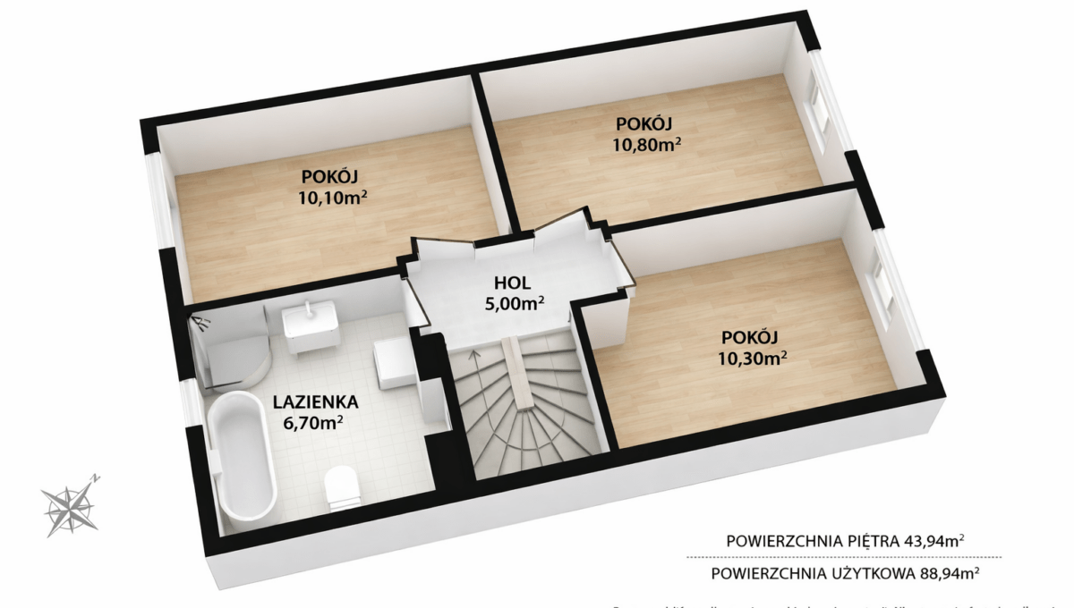 Trójwymiarowy plan piętra mieszkania