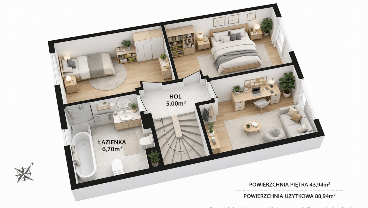 Wnętrze nowoczesnego mieszkania - piętro